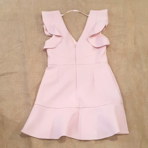 FOREVER NEW Size 12 Pastel Pink Ruffle sleeve flared dress - Picture 5 of 5